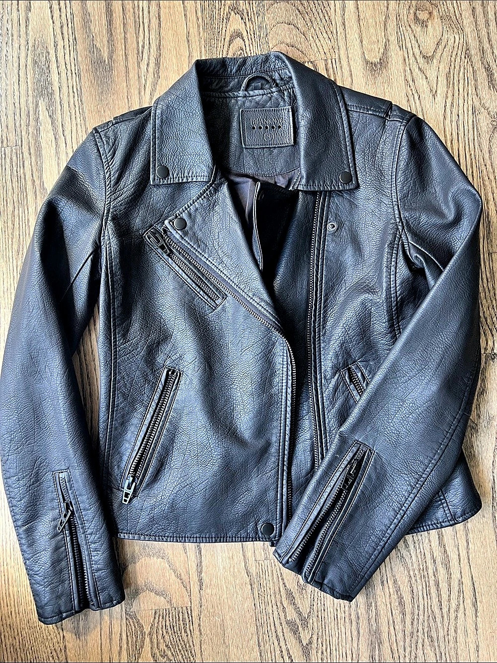 Blank NYC Black Leather Moto Jacket Size Small Like New